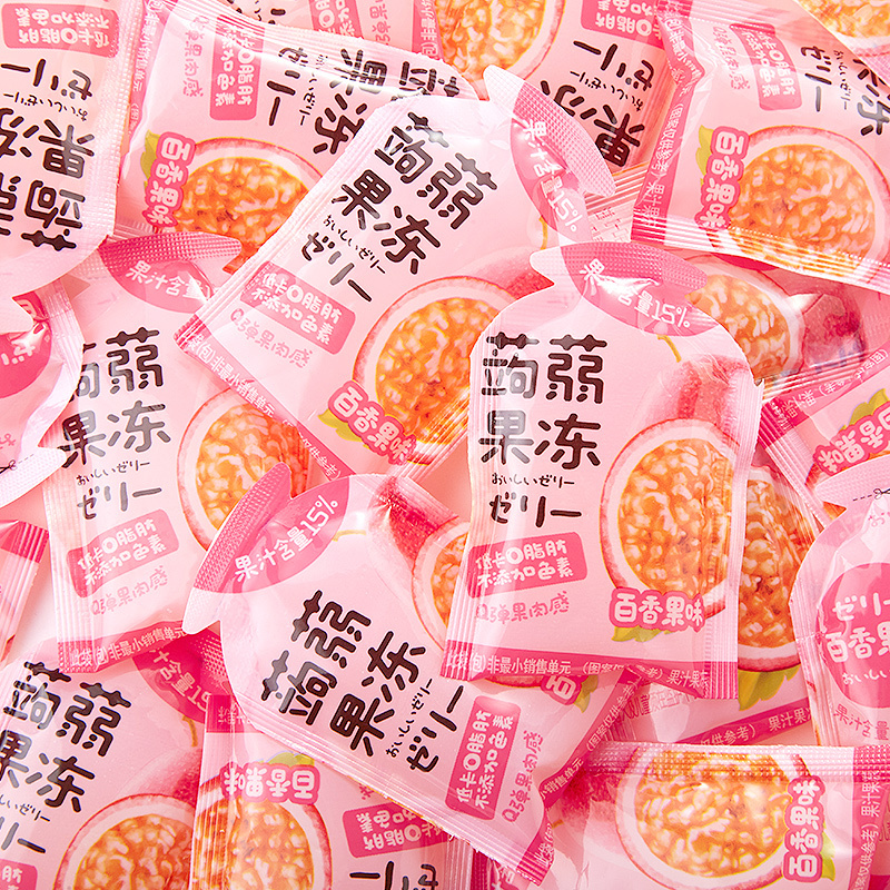 [满199减125元]比比赞魔芋蒟蒻果冻百香果味240g果汁布丁网红办公室解馋零食品