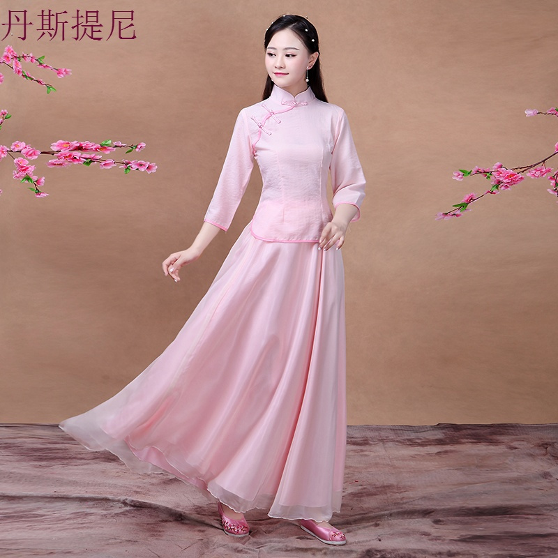 2018新款古装伴娘服中式婚礼中国风礼服旗袍姐妹团复古长款演出夏
