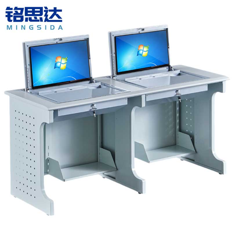 铭思达翻转电脑桌双人位张高清大图