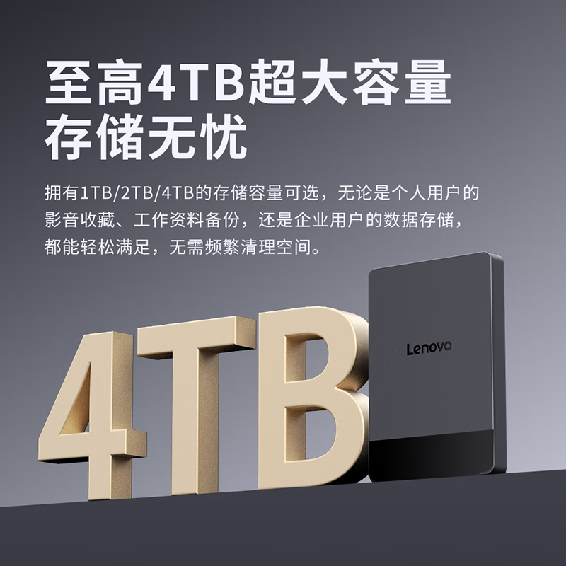 联想(Lenovo)1TB 移动硬盘 USB3.2 2.5英寸 黑色 机械硬盘 高速传输 轻薄便携 稳定耐用F308K高清大图