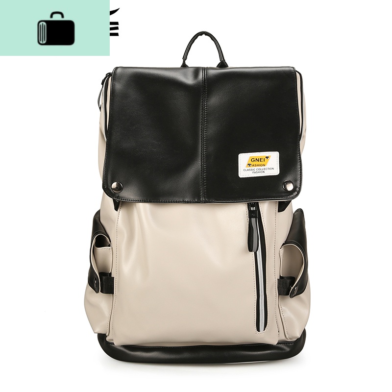 ins潮牌双肩包男pu皮质时尚潮流大容量旅行背包校园大学生书包女NEWLAKE高清大图