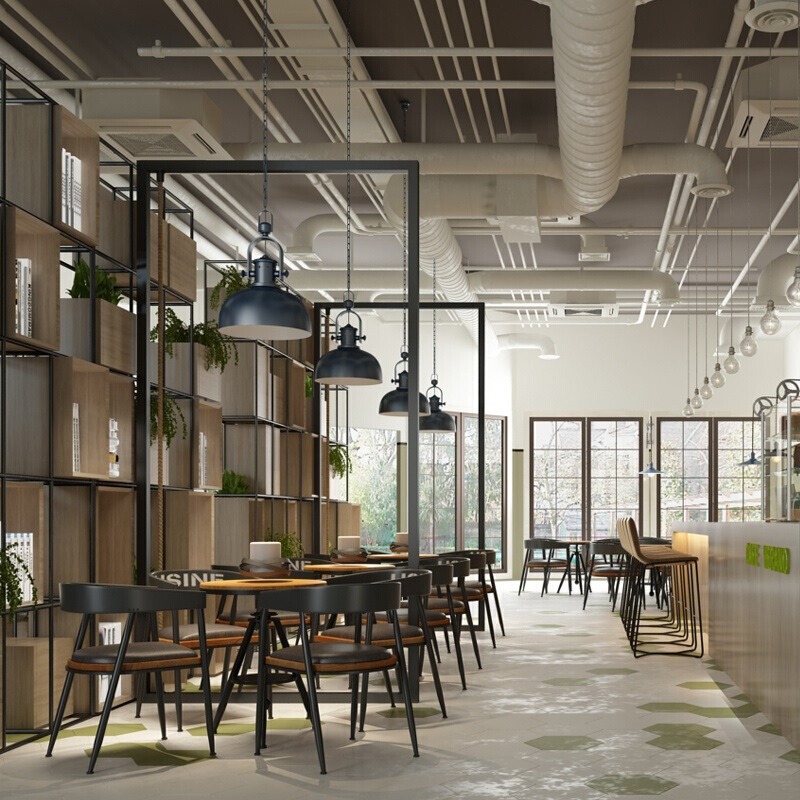 复古可升降圆桌铁艺实木loft休闲桌椅套件工业风咖啡馆餐桌椅组合