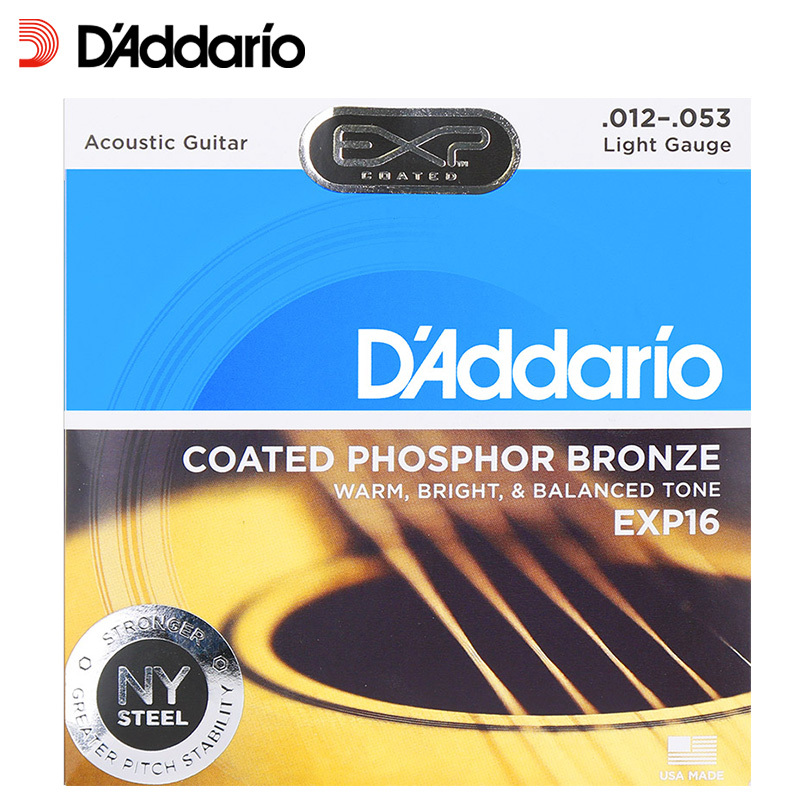 达达里奥(D’Addario) EXP16磷铜民谣吉他琴弦防锈镀膜 标准张力012-053美产原装