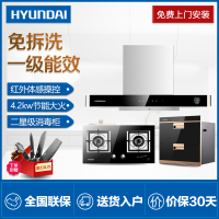 韩国现代(HYUNDAI)厨电套装920DS+721+9010DS 智能体感操控欧式油烟机燃气灶消毒柜套装 天然气