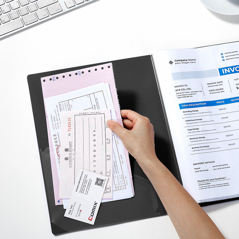 齐心(COMIX) NF40AK A4 40袋 办公 资料册 1.00 本/个 黑 单个装高清大图