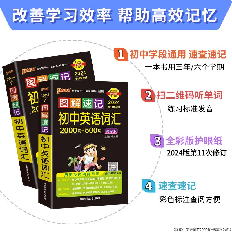[八年级]语数英物政史地生8本 初中通用 [正版]2024版绿卡图书图解速记初中数理化图解速记初中古诗文英语词汇全彩版初