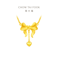 周大福爱心蝴蝶结黄金足金项链(工费:320计价) F231887