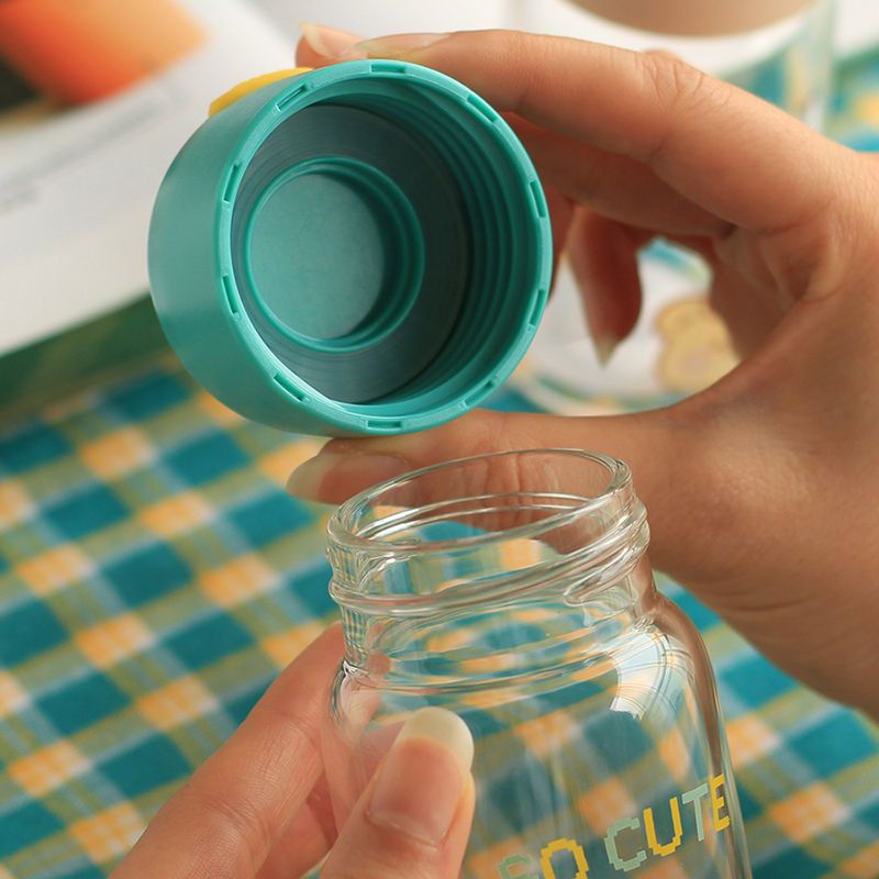 玻璃杯女学生少女心带盖耐高温创意潮流便携超小号迷你透明水瓶子杯子