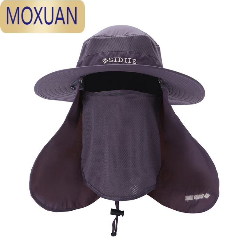 MOXUAN防晒帽子男士夏季钓鱼帽户外速干太阳帽大檐遮阳帽渔夫帽