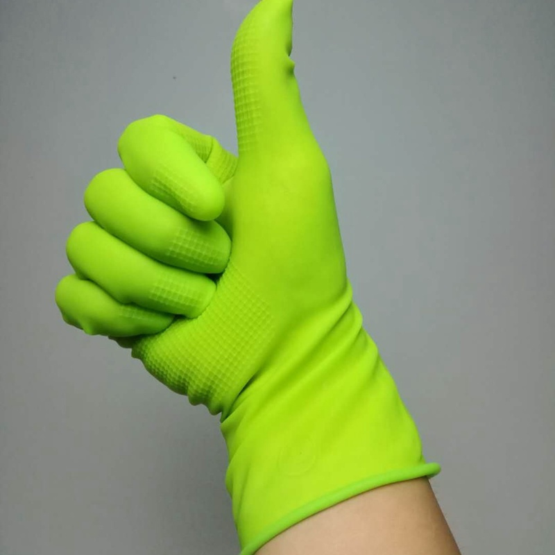 绿色1双s手套女橡胶乳胶防滑贴手型纯胶胶皮家务短款女用洗菜洗碗清洁