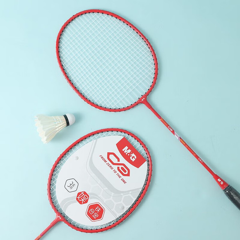 晨光羽毛球拍耐打抗造轻盈握感舒适铁合金对拍B款AST09304高清大图