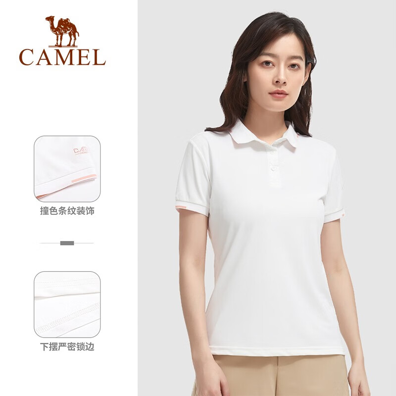骆驼(CAMEL)女款短袖POLO衫V1S1VV930藏蓝M码高清大图
