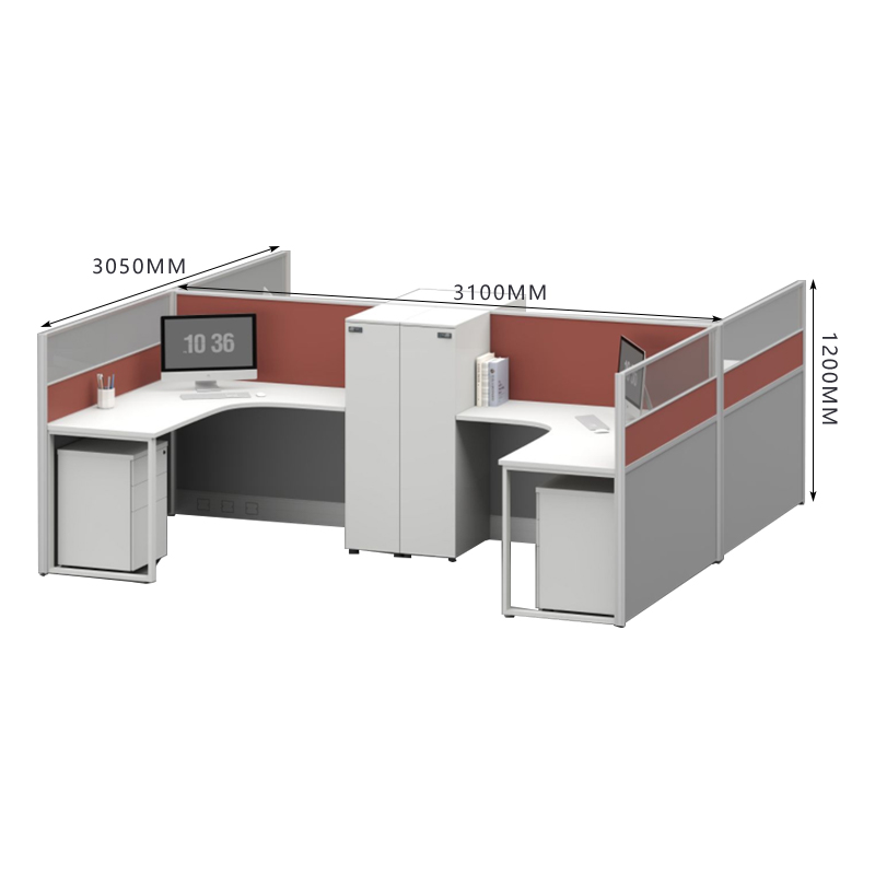 臻远ZYGW-135屏风工作卡位职员桌办公桌含储物衣柜 干型四人位高清大图