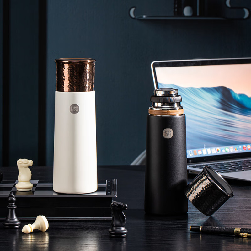 焖大师(MENDASHI) SG500 焖茶杯 时光印记随行杯户外旅行茶水分离机械温显保温杯 珍珠白500ml高清大图