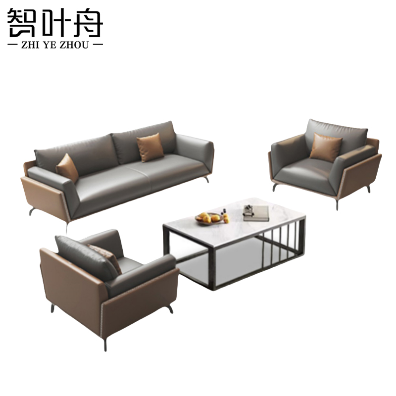 智叶舟沙发茶几组合200*90*80cm(3+1+1+茶几)套高清大图