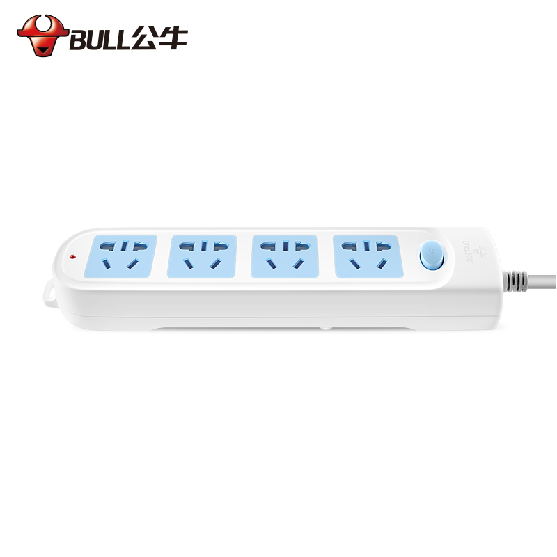 BULL公牛插座 GN-601 1.8米带开关接线拖线板4孔位排插板插座