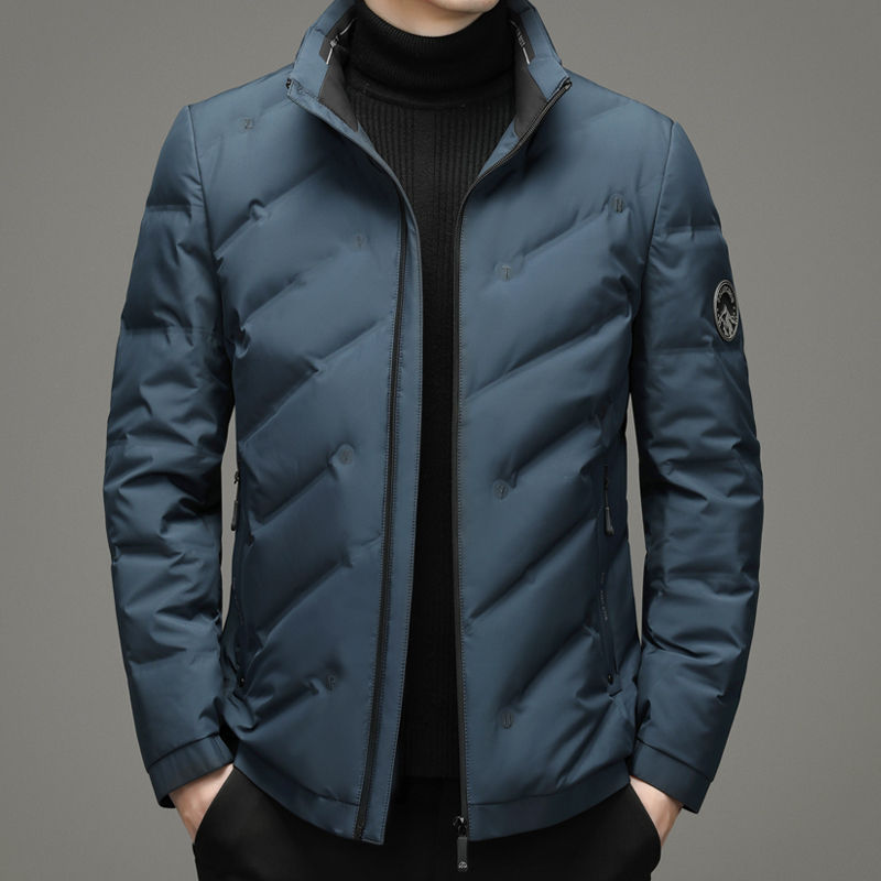 花花公子冬季新款加厚防寒男士羽绒服短款立领时尚中青年大码纯色羽绒