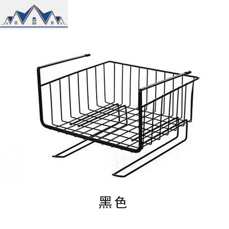 厨房橱柜隔板收纳筐衣柜搁板下挂篮置物架收纳架收纳篮免打孔 三维工匠 黑色加厚版