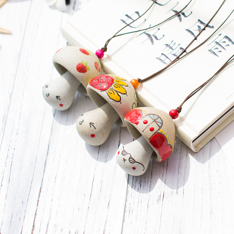 日式陶瓷风铃创意挂饰品送闺蜜女友手工艺陶瓷可爱陶泥蘑菇个性小礼品