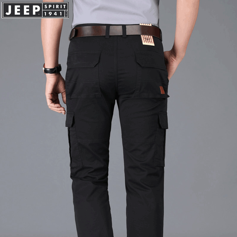 吉普jeep官方旗舰正品工装裤男夏季薄款休闲裤宽松直筒多口袋大码户外