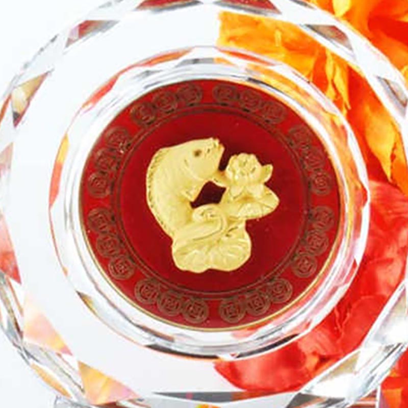 梦克拉 足金工艺水晶摆件 年年有余高清大图