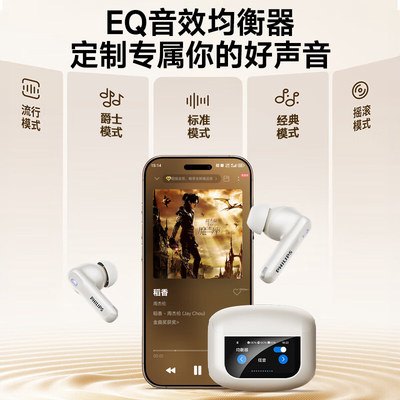 飞利浦 屏幕显示真无线降噪蓝牙耳机 TAT3020高清大图