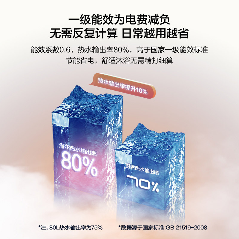 海尔(Haier)80升电热水器 2200W速热 高温抑菌 40℃节能温水 一级能效节能ES80H-DQ5