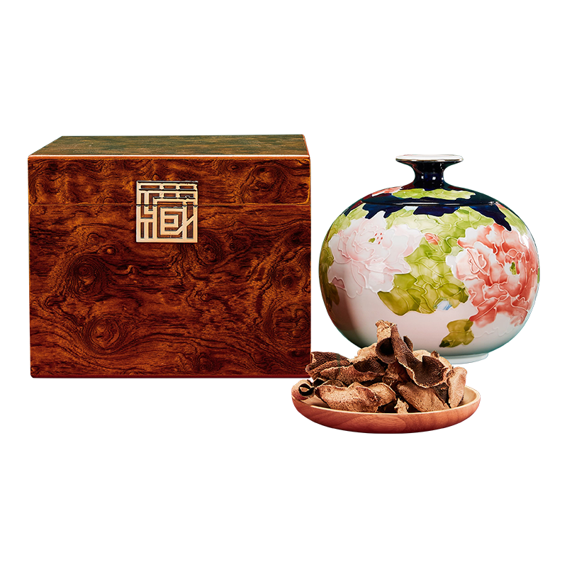 雍双堂 梅江十三年·国色牡丹装干仓新会陈皮 大红皮200g 陶瓷罐装 国色天香