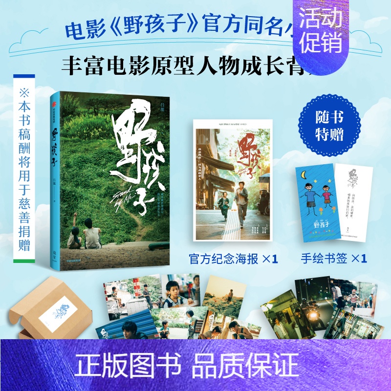 野孩子 [正版]飞机盒版野孩子 王俊凯 邓家佳电影同名小说 刺猬主演 赠海报+剧照卡+明信片+书签周边 吕旭著 本书稿酬
