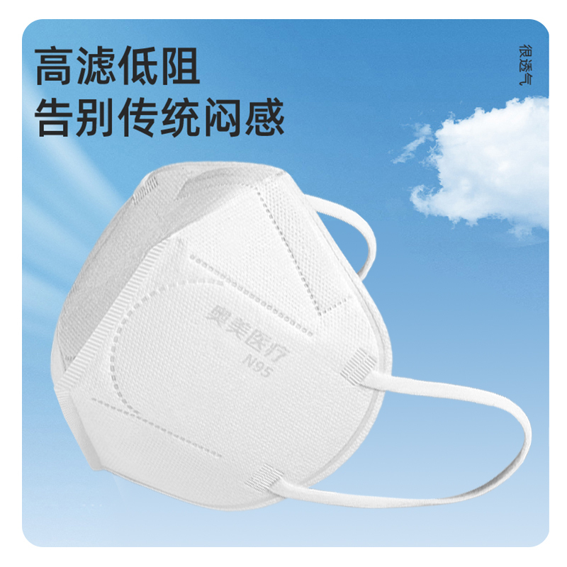 奥美医疗N95型医用防护口罩头戴式耳戴式灭菌级独立包装3d立体