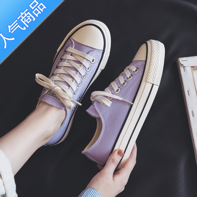 SUNTEK2022年夏季新款帆布鞋女低帮薄款百搭ulzzang布鞋平底小女zE新高清大图