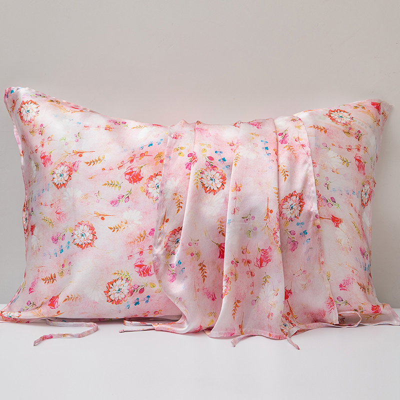 诗贝妮真丝枕巾100桑蚕丝枕头巾纯色学生丝绸枕巾套单人