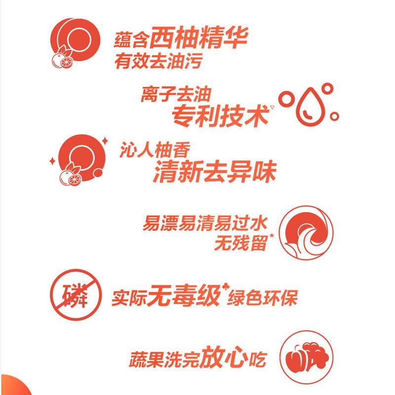 立白西柚洗洁精离子去油去腥家用洗涤灵家庭装餐饮食品用整箱装不伤手 西柚洗洁精