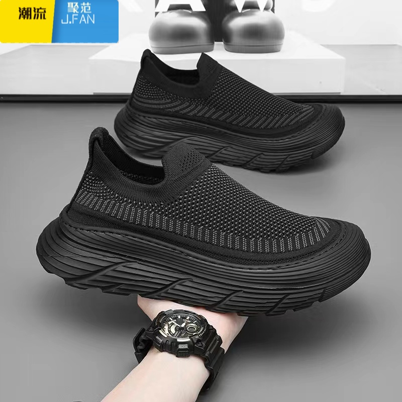聚范[飞织一脚蹬男鞋]夏季舒适透气面料不臭脚 增高不累脚 懒人鞋高清大图
