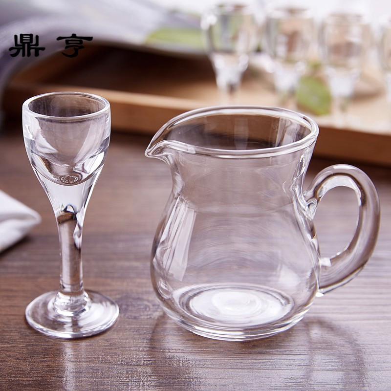 鼎亨家用套装玻璃白酒分酒器小酒杯酒盅量酒器烈酒杯小号酒杯10套
