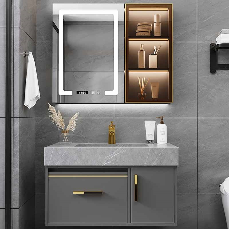 如华福禄岩板一体浴室柜组合现代简约洗脸洗面盆柜轻奢洗漱台盆卫生间