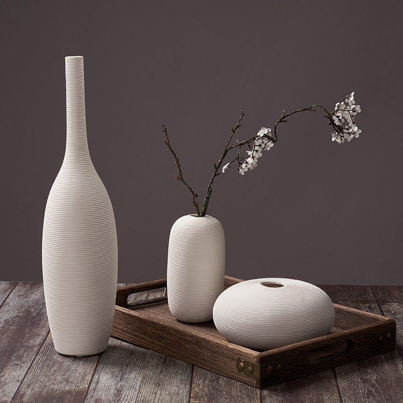 复古中式陶瓷花瓶客厅创意ins风干花花器餐桌桌面装饰轻奢摆件 三维