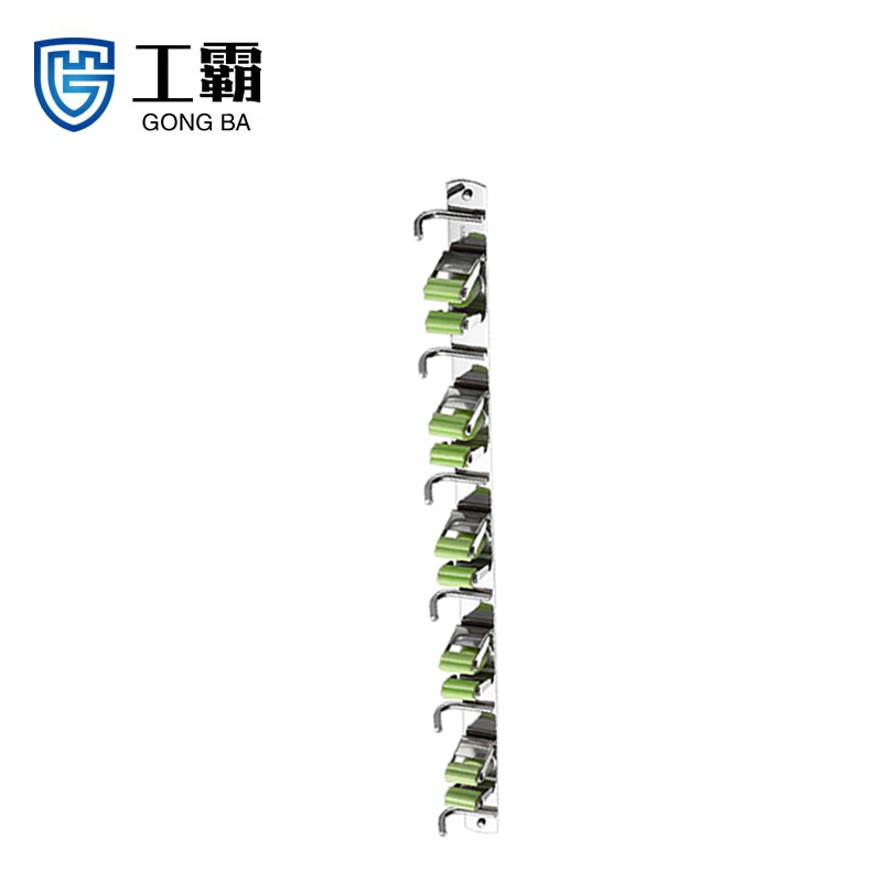 工霸(GONGBA) 304不锈钢拖把夹拖把挂钩 收纳硅胶夹免钉排钩拖把架挂钩 绿色5夹6钩 GB3141 1个