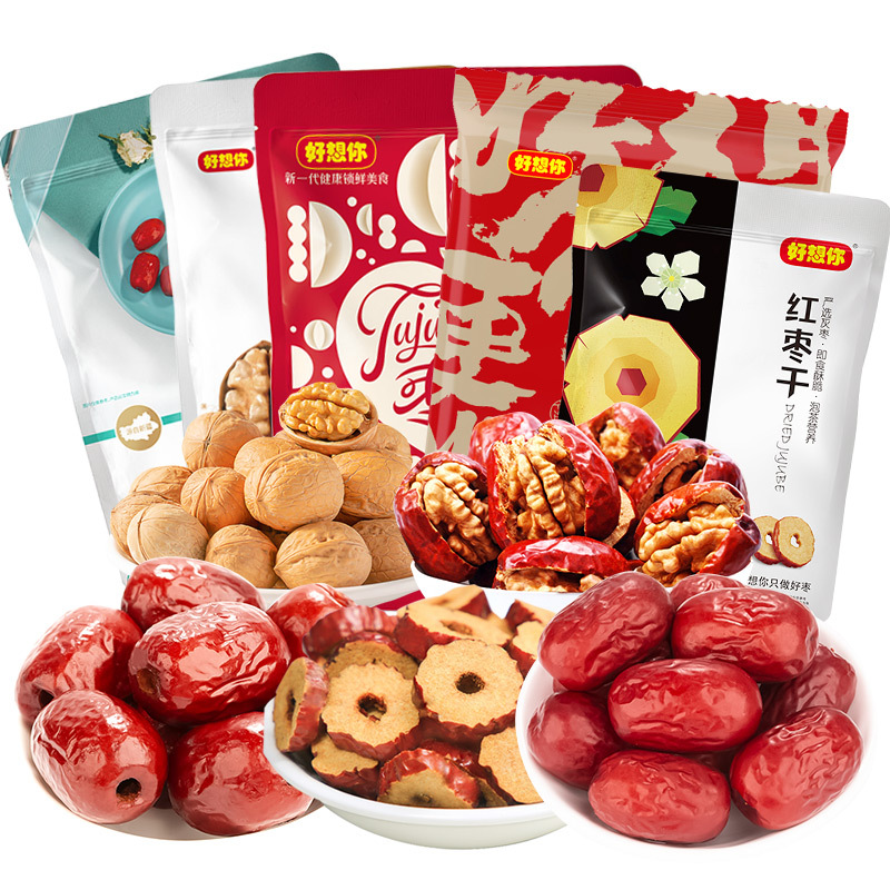 【年货礼盒】好想你 花开富贵1376g红枣核桃礼盒特产节日大礼包 休闲零食礼盒