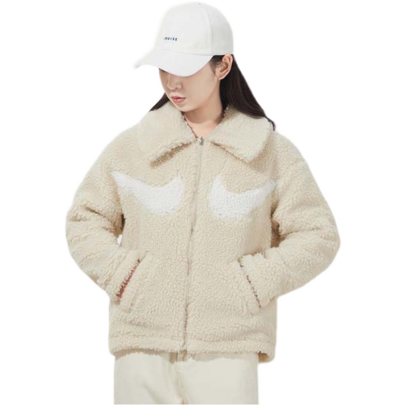 NIKE耐克外套运动休闲羊羔绒保暖女装翻领夹克DD5621-206 Z高清大图