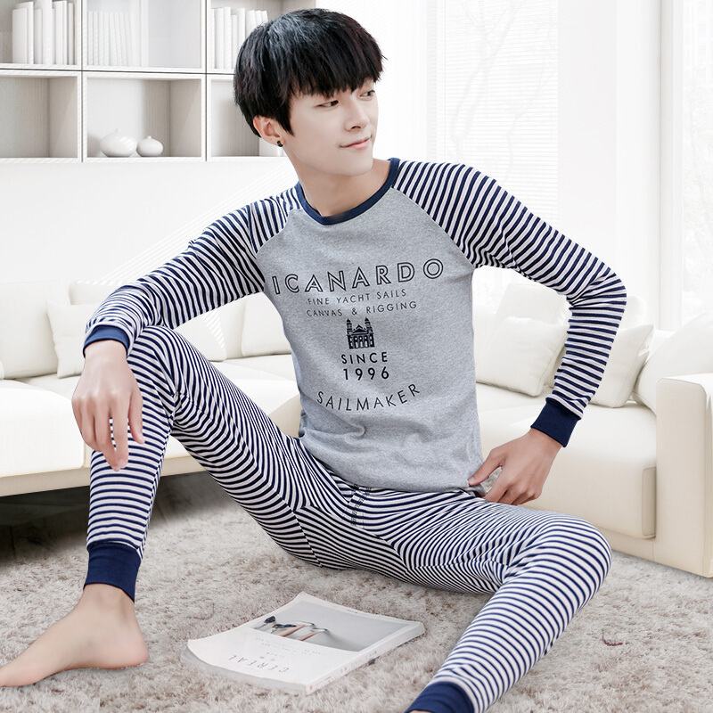 波迷娜(BOMINA)青少年秋衣秋裤男纯棉套装学生薄款保暖内衣初高中生棉毛衫裤秋冬