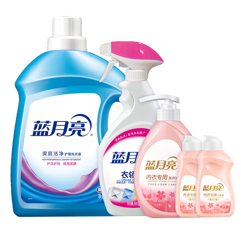 蓝月亮洗衣液去渍薰衣草洁净3kg*1瓶+衣领净500g*1瓶+樱花内衣洗500g*1瓶+80g*2瓶