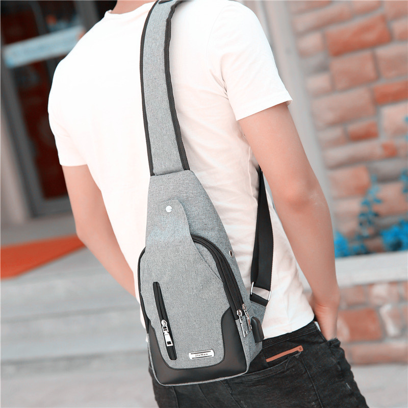 派尼美特男士斜挎包单肩包背包尼龙帆布胸前男包休闲小胸包牛津布包男