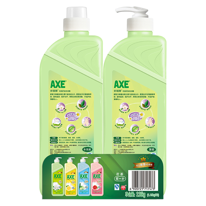 斧头牌(AXE) 花茶护肤 洗洁精 1.18kg*2(泵+补)(单位:组)