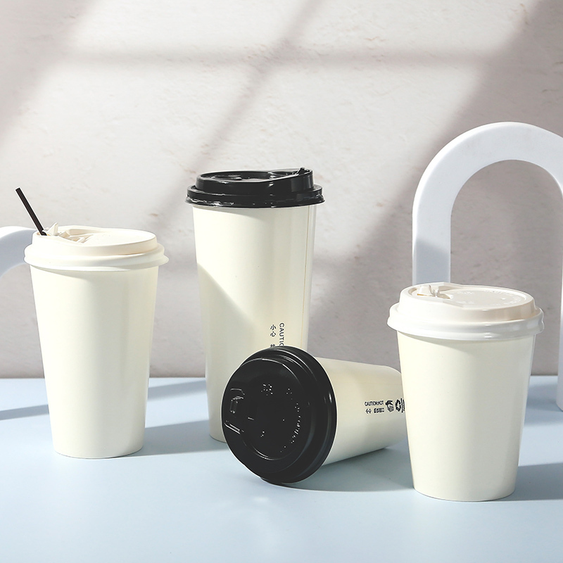 细纹双层瓦楞纸杯咖啡杯果茶奶茶杯500ML