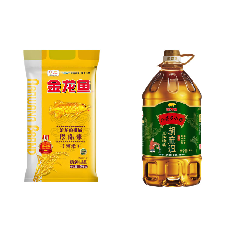 【八钢专用】金龙鱼御品珍珠 米5KG+金龙鱼外婆乡小榨胡麻油5L