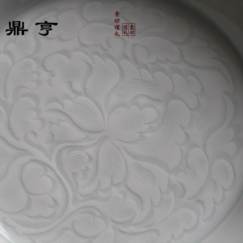 鼎亨景德镇仿古手工刻宋影青陶瓷果盘复古餐盘手工仿古茶盘壶承
