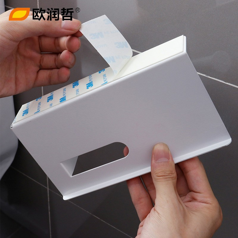 欧润哲(ORANGE) 厚铁制纸巾托架 白色纸巾架卫生间厕所卷纸巾盒托架可放手机109316