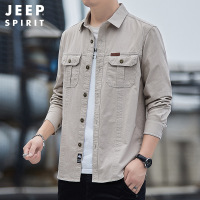 JEEP SPIRIT休闲宽松大码男青年商务方领纯棉长袖衬衫男