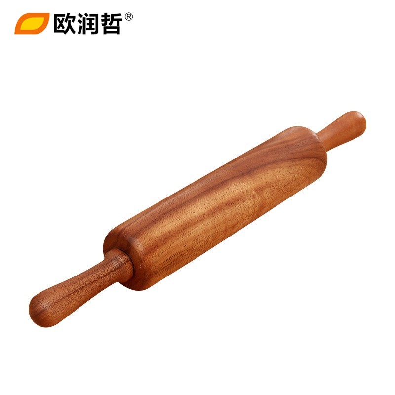 欧润哲(ORANGE) 泰国进口实木滚动擀面棒手持压面棍饺子皮披萨擀面杖家用烘焙工具201012